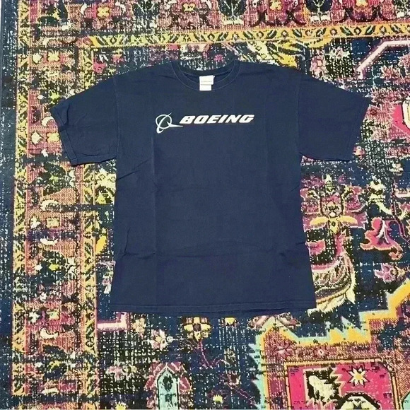 Boeing Short Sleeve Logo Shirt Men’s Size Large Black Airplane Stock Pilot Ctn - Picture 1 of 1